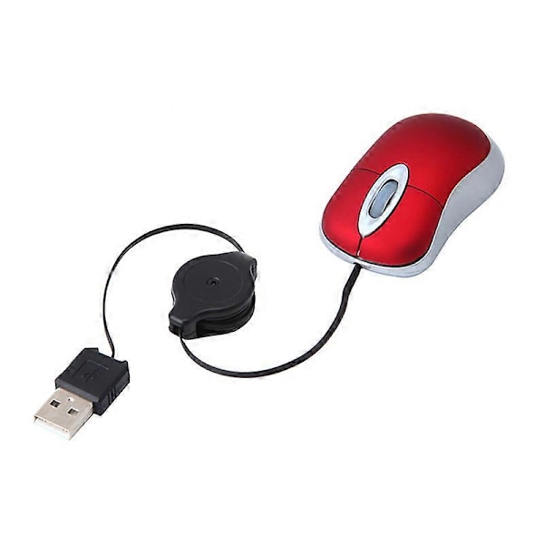 Mini USB Kablet Mus Med Optrækkeligt Kabel Lille Mini Mus 1600 DPI Optisk Kompakt Rejsemus til Wi [db] Red