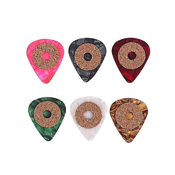 Celluloid gitarrplektrum med halkfri greppkorktejp för gitarranvändning 6 st [DB]