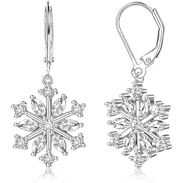 925 Sterling Silver Snowflake Drop örhängen: Dingle Leverback örhängen