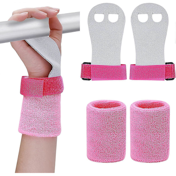 2 st Gymnastikgrepp Handledsband Set för Barn, Gymnastik Handgrepp Gymnastik för Barn Träning och Övning [Db] Pink
