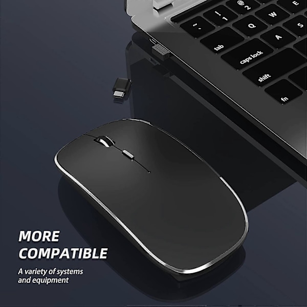 Trådløs Mus Genopladelig Bærbar Lydløs Trådløs Mus USB og Type-C Dual Mode Trådløs Mus 3 Justerbare DPI til Laptop, Mac, PC [db]