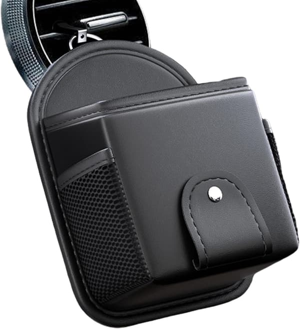 Brilleholder, Bil Luftventilpose, Solbrille Organizer Læder, Multifunktionel Bil Telefonholder Luftventilpose Organizer til Solbriller Kort[DB]