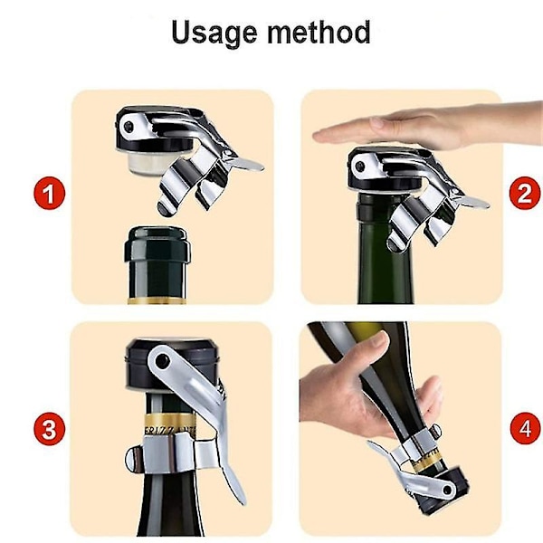 Champagnestopper, 2 st Rostfritt Stål Champagneflaskpropp För Cava Prosecco Mousserande Vinpropp TY [DB] Silver white 2pcs