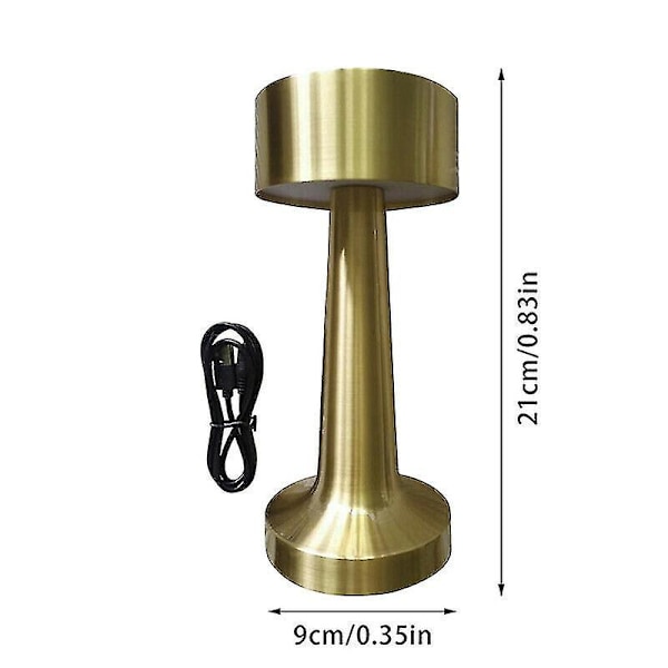 Laddbar LED-bordlampa med beröringskänslig sensor, skrivbordslampa, sovrum, restaurang, bar, inredning [DB] Gold Dumbbell
