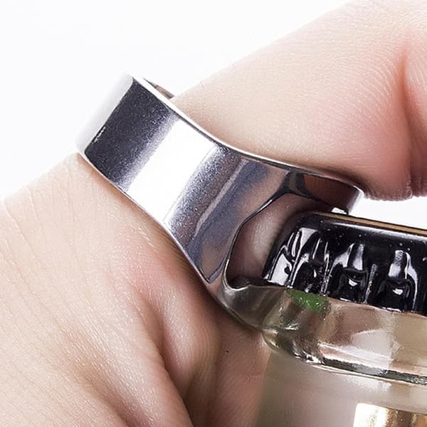 Ølflaskeåbnerring - Ølflaskeåbner Fingerring | Barværktøj, dåse i rustfrit stål køkkengadgets, oplukkere[DB] Silver