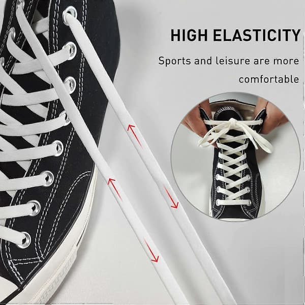 2 par 5/16\" brede elastiske snørebånd, erstatningssnørebånd til Converse High Tops [DB]