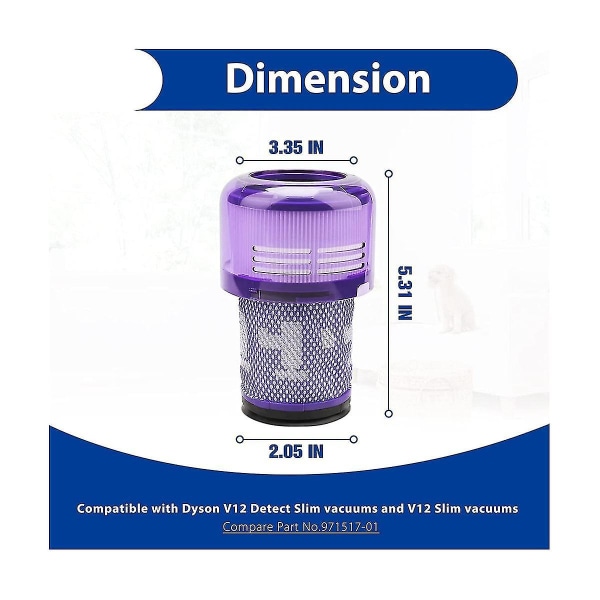 4 kappaletta V12-suodattimia V12 Slim -pölynimureihin ja V12 Detect Slim -pölynimureihin, osanumero 971517-01 [DB]