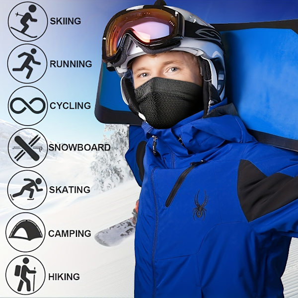 Vinterpustelig komfortabel termisk strikket skjerf ansiktsdeksel for ski, sykling, jakt, fotturer, klatring løping [DB] 3