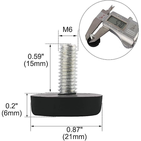 Paket med 8 Justerbara Möbelfötter, Nivelleringsfötter, Bordsglidare, M6 X 15 Mm Present {Db}