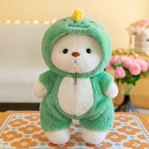 25-40cm Kawaii Karhu Vaatteissa Pehmolelut Täytetty Eläin Lina Karhu Pehmeä Nuken Piirretty Tyttö Syntymäpäivälahjat Lapsille Huoneen Sisustus [DB] Green 25-30cm