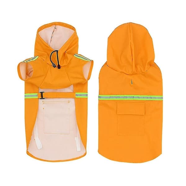 Vanntett reflekterende hunderegnfrakk med hette for store hunder - Oransje XL[DB]