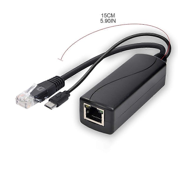 POE Splitter 48V - 5V MicroUSB Type C Power Over Ethernet -sovitinkaapeli db DC3.5 1.35