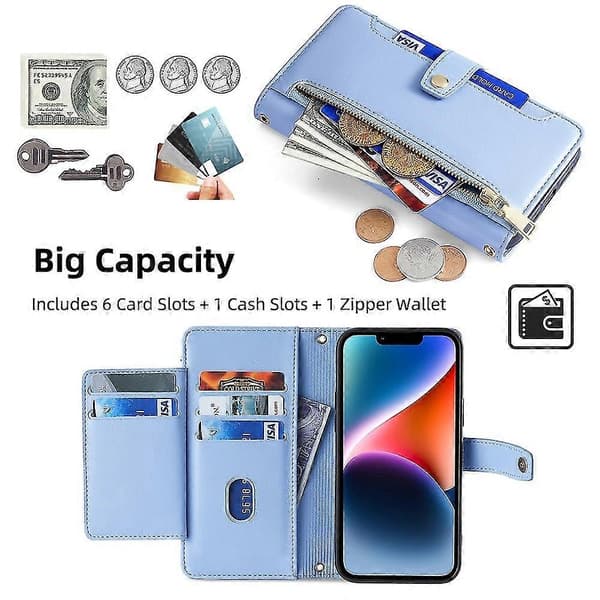 Galaxy A54 5G Plånboksfodral med Dragkedja - Slimmat Skyddsfodral [DB] Blue