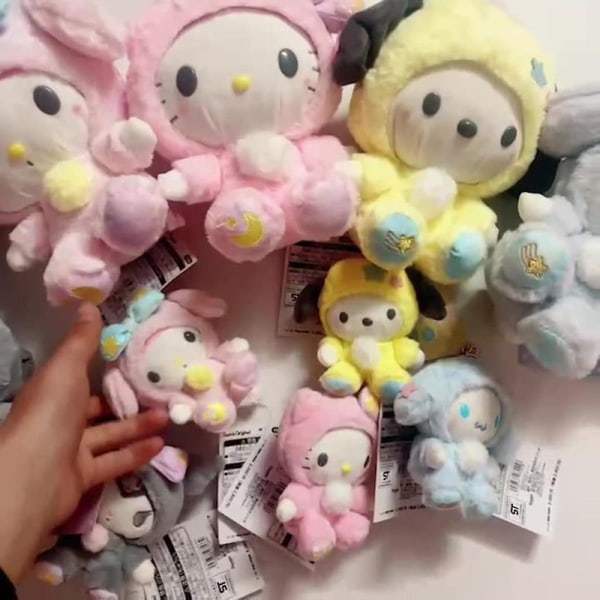 Rion Sanrio Cartoon Kawaii Kuromi My Melody Cinnamoroll Plysj Leke Tøy Myke Fylte Dyr Til Barn [DB] PC dog Doll