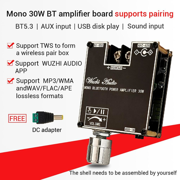 Zk-301b 30w Mono Digital Power Amplifier Board Bt5.3 Stereolyd Amp Forstærker Til hjemmebiograf Support Tws Pair Box