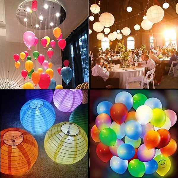Led ballonglys, 30 stk minilyktlys for ballonger, miniatyrlys for papirlanterne Gjør-det-selv-modeller Bryllupsfest Bursdag utendørs (fargef.