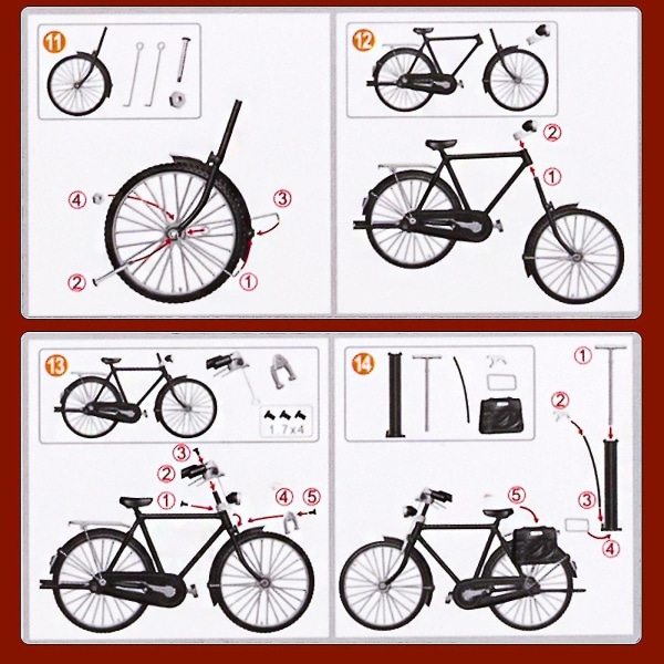 2023 Gør-det-selv 1:10 Retro Cykel Model Ornament, Aloy Classic Cykel med pumpe, kreativ gave og boligindretning til børn - Sort, Grøn Db