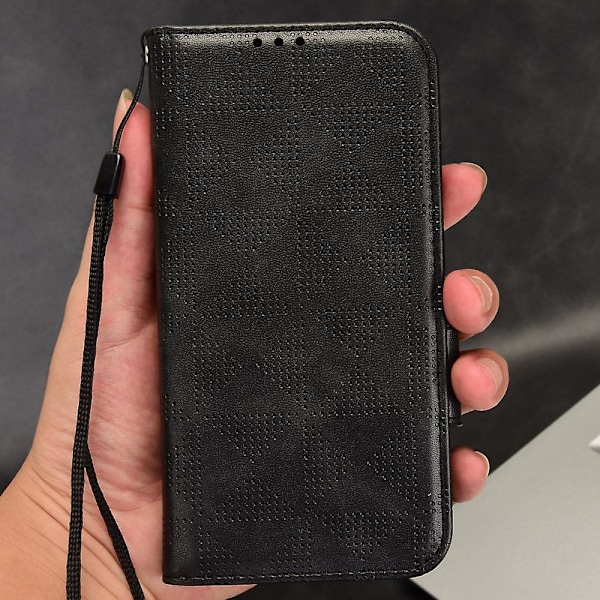 För Asus ROG Phone 7 5G Mobiltelefon Plånboksfodral PU Läder Präglat Triangel Ställ Skydd [DB] Black