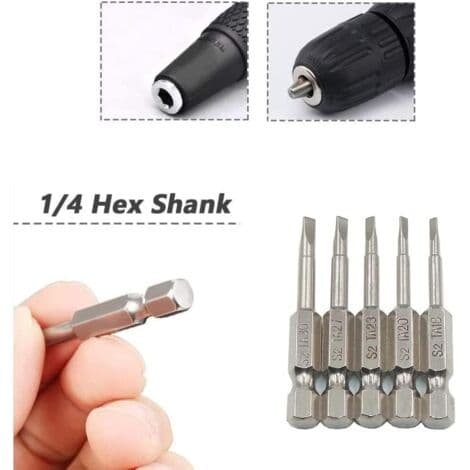 Set med 6 magnetiska triangulära skruvmejselbits 1/4\" 1.8 / 2.0 / 2.3 / 2.5 / 2.7 / 3.0 - S2 stål triangulära skruvmejselbits - 50 mm långa