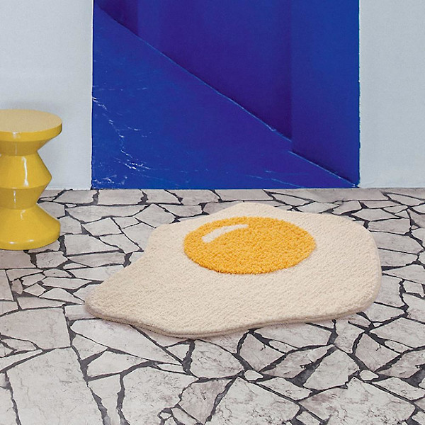 Pocherat ägg Matta Barn Golvmatta Cartoon Matta Anti-Slip Golvmatta Mjuk Bekväm Absorbe [db] Beige Yellow