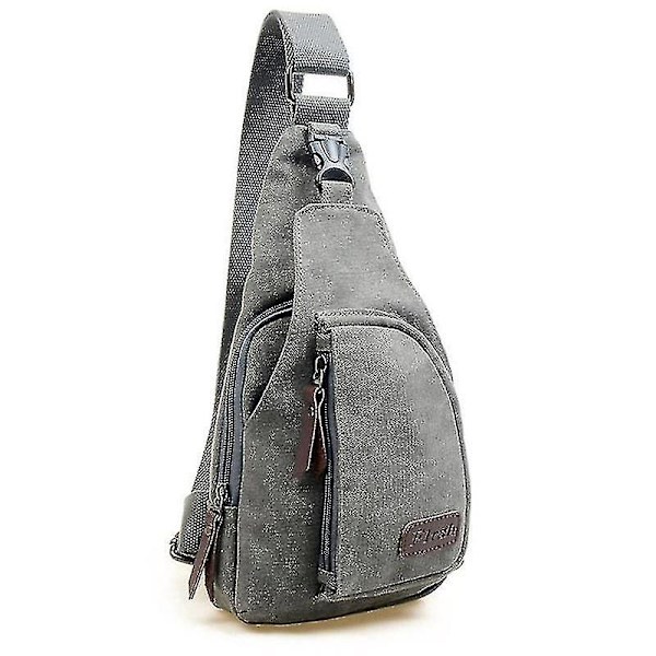 Herrar Militär Armé Canvas Bröstväska Crossbody Sling Axelväska Ryggsäck För Vandring Camping Bästsäljare {Db} Gray