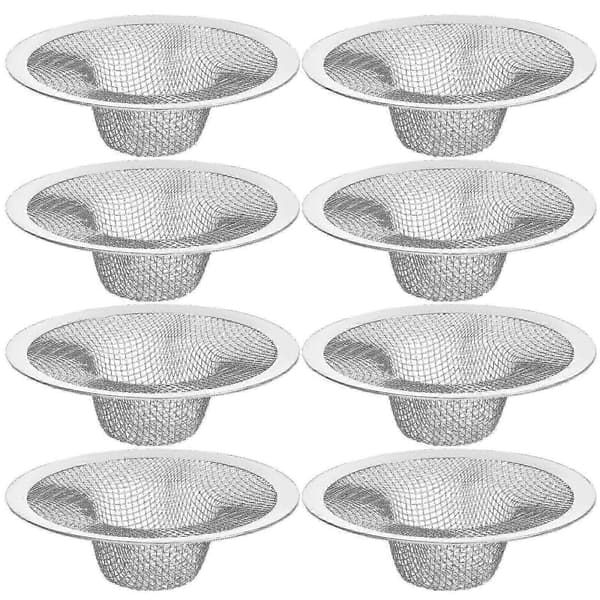 Vandvaskfilter Net Rustfrit Stål Mesh Si til Køkkenvask 8 Stk[DB]