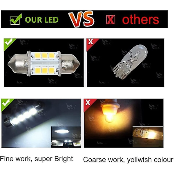 Bn-marine LED udskiftnings pære Bådslys Pærer Super Lys 12 Volt 32 Mm Pærer F DB