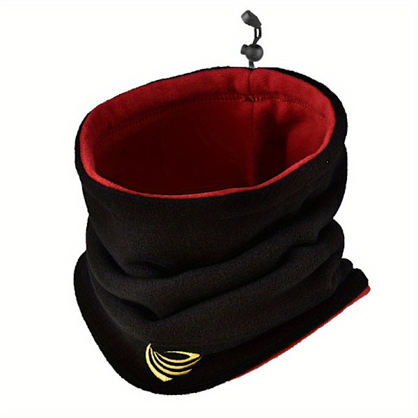 1 stk Kaldsikkert Dobbeltbruks Fleece Tykkere Halsduk Og Hette For Utendørs Sykling Og Ski Black&Red