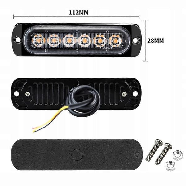 4x Sumuvalo 6 Led 12v-24v Strobe-valo [DB] orange