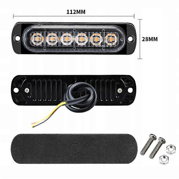 4x Tåkelys 6 Led 12v-24v Strobelys [DB] orange