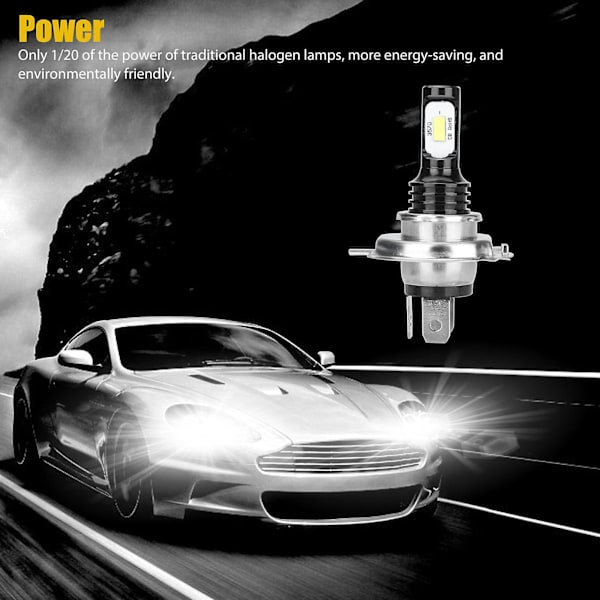 2 st H4 LED-lampor, 14000 lm Hi/lo-strålkastarkonverteringssats (6000k vit)