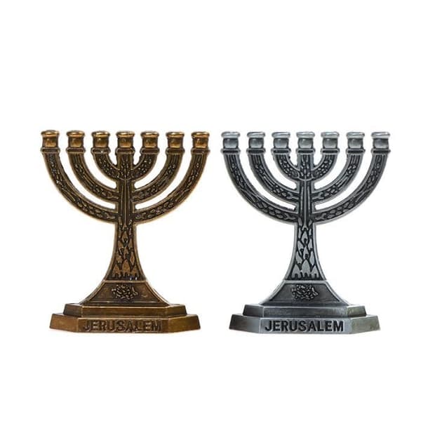 GD 7-grenet Menorah Lysestake, Religiøs Hanukkah Kalkpynt Black & White