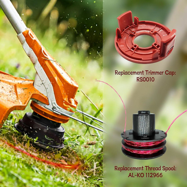 AL-KO GTE 350 / GTE 450 / GTE 550 -ruohotrimmereihin 6 siimapuolaa + 1 puolan suojus, 112966 DCQW [Db] Multicolor 2 Spool + 1 Spool Cap