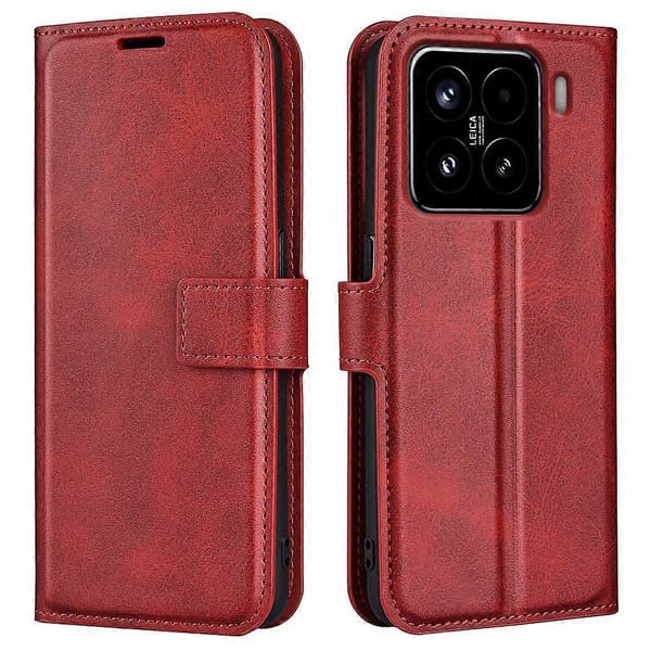 Til Xiaomi 15 Stand Case Anti-Scratch Kalvetekstur Læder Telefon Cover - Grå [DB] Multicolor Red