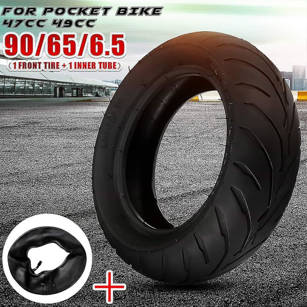 Forreste dæk+indvendig slange 90/65/6.5 110/50/6.5 til 47cc 49cc mini lommecykel [dB} 90 65 6.5