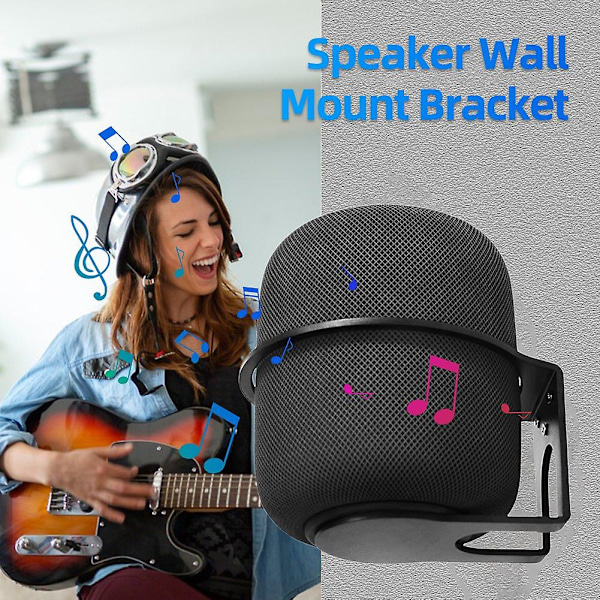 Veggfeste for Apple HomePod2 Smart Audio Høyttaler Veggmontert Robust Metallfeste [Db] Black