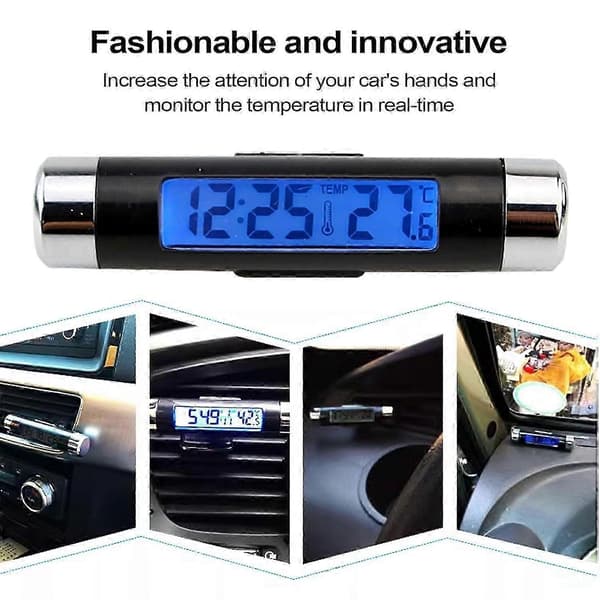 Bil Dashboard Ur Med Natdisplay, Termometer, 2i1 Digitalt Ur, LED Baggrundsbelyst, Kan Skiftes [DB]