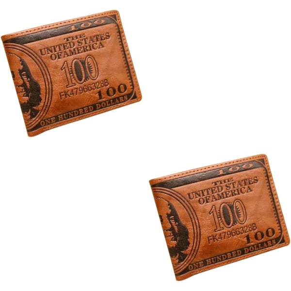 2 stk US Dollar Bill Lommebok PU Skinn Lommebok Kredittkort Foto Holder Pass Lommebok Herre Lommebok