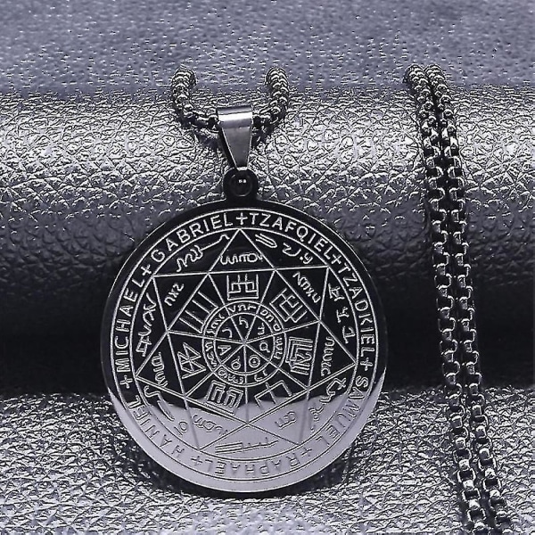 Seven Archangels Amulett Rustfritt stål Halskjeder Menn Seal Of Solomon Talisman Halskjede Beskyttelse Smykker Krage Hombre_lldxm Db qian A BK 60 BOX