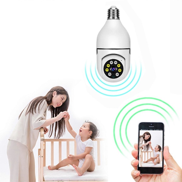 HD-lamppukamera, älykäs turvakamerajärjestelmä, 360 asteen langaton kodin valvontakamera 5G WiFi:llä, täysväri päivällä ja yöllä, älykäs liiketunnistus [Db] White