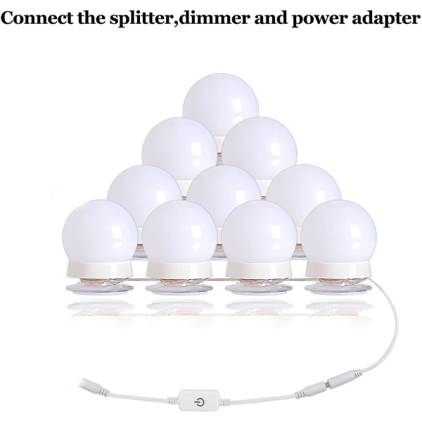 Led-meikkilampusarja - Valkoinen himmennettävä 10 valoa DB