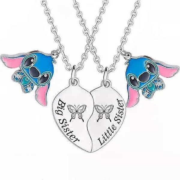 2 kpl Pariskunta Kaulakoru Uusi Disney Stitch Ruostumaton Teräs Hopea Ruusukulta Riipus Rakastavaiset Pariskunta Parhaat Ystävät Korut Lahjat [DB] a pair3