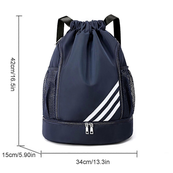 Ryggsäck med dragsko Sport Gym Bag med skofack Vattentät Dragsko Ryggväska för Män Kvinnor { DB} Dark blue