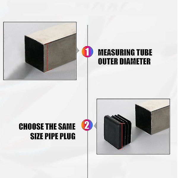 Db Square Plastplugg Rørstolpe Endekappe Stol Glide 10stk Svart Plast Square Plugger 60mm