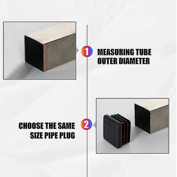 Db Square Plastprop Rørpæl Endestykke Stol Glide 10stk Sorte Plast Firkantede Propper 80mm