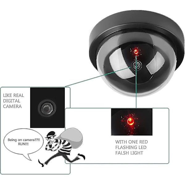 Dome Dummy Fake Security Cctv Kamera Simulering Monitor Med Led Blinkende Lys, Utendørs Innendørs Bruk For Hjem Og Bedrifter, 4 Pakk (FW)