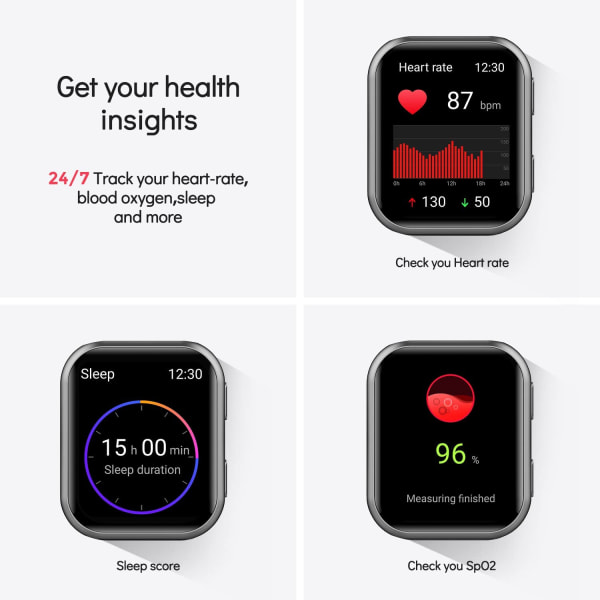 Puls- och blodtrycksövervakning samtalspåminnelse smart watch (blå)