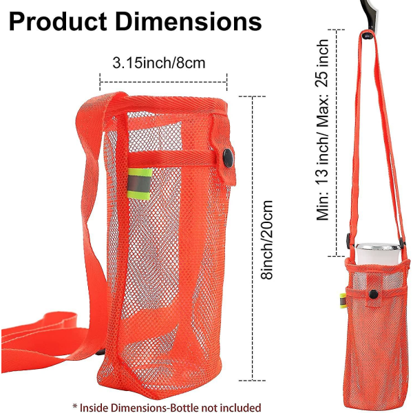 2 stk vannflaskeholder vannflaskebærer med justerbar skulderstropp for sport fotturer camping  [dB} Orange x Pink