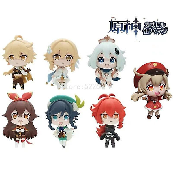 17cm Genshin Impact Klee Hibana Knight Anime Figur Ganyu/keqing/paimon Action Figur Yae Miko/hu Tao Figurine Model Doll Legetøj Db 7pcs Per Set 7cm