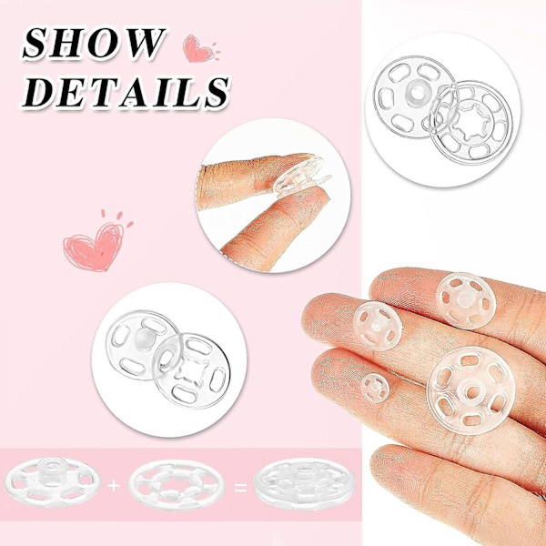 100 par tryckknappar - transparenta, DIY-knappar